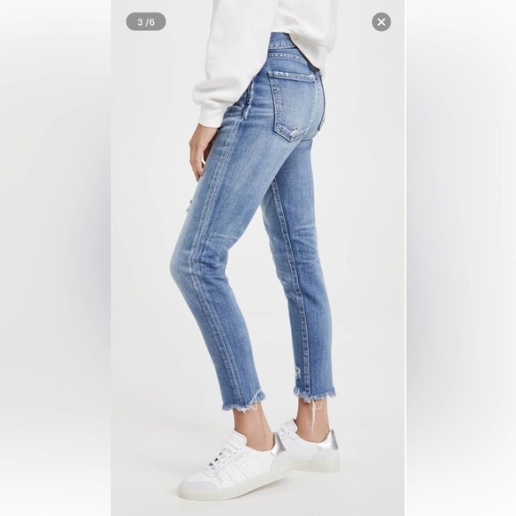 Moussy Vintage Diana Distressed Stretch Mid-rise Raw Hem Skinny Ankle Jeans 24 - Picture 4 of 12